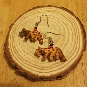 Boho handmade jaguar earrings